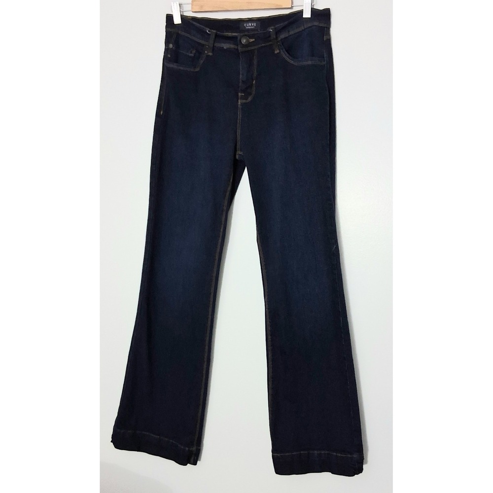 Curve Appeal Jeans Women's Size  8/29 High Rise Flare Dark Wash Pockets Y2K Boho
